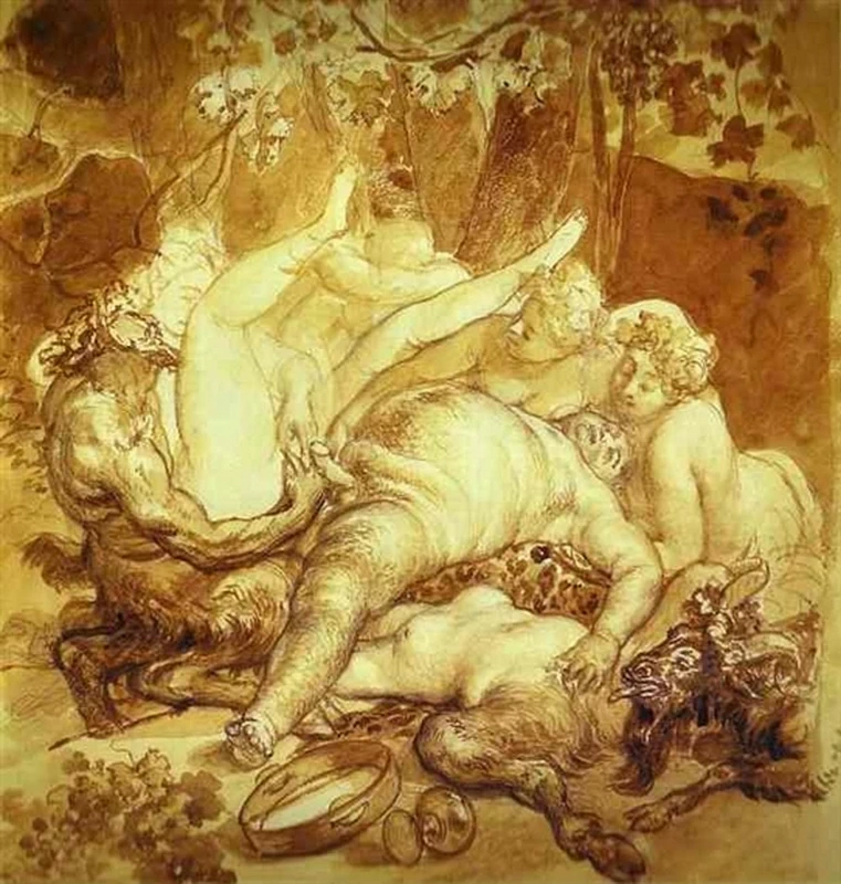 Sileno, satiro e baccante, 1830